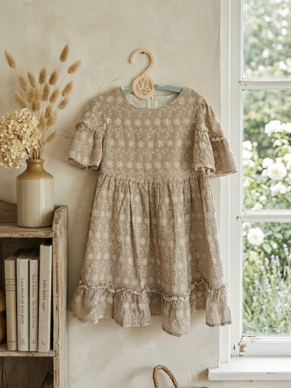 ​Lalalù Italy Girls Floral Embroidered Seersucker Dress Sz 6a Cottagecore